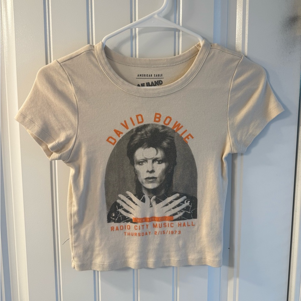 American Eagle Cream David Bowie Graphic Tee